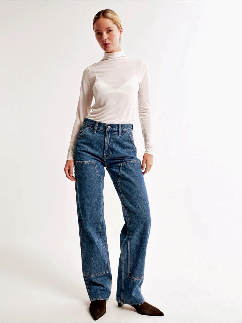 Abercrombie & Fitch The Slouchy Carpenter Jean Straight Leg Jeans Blue Waist 28